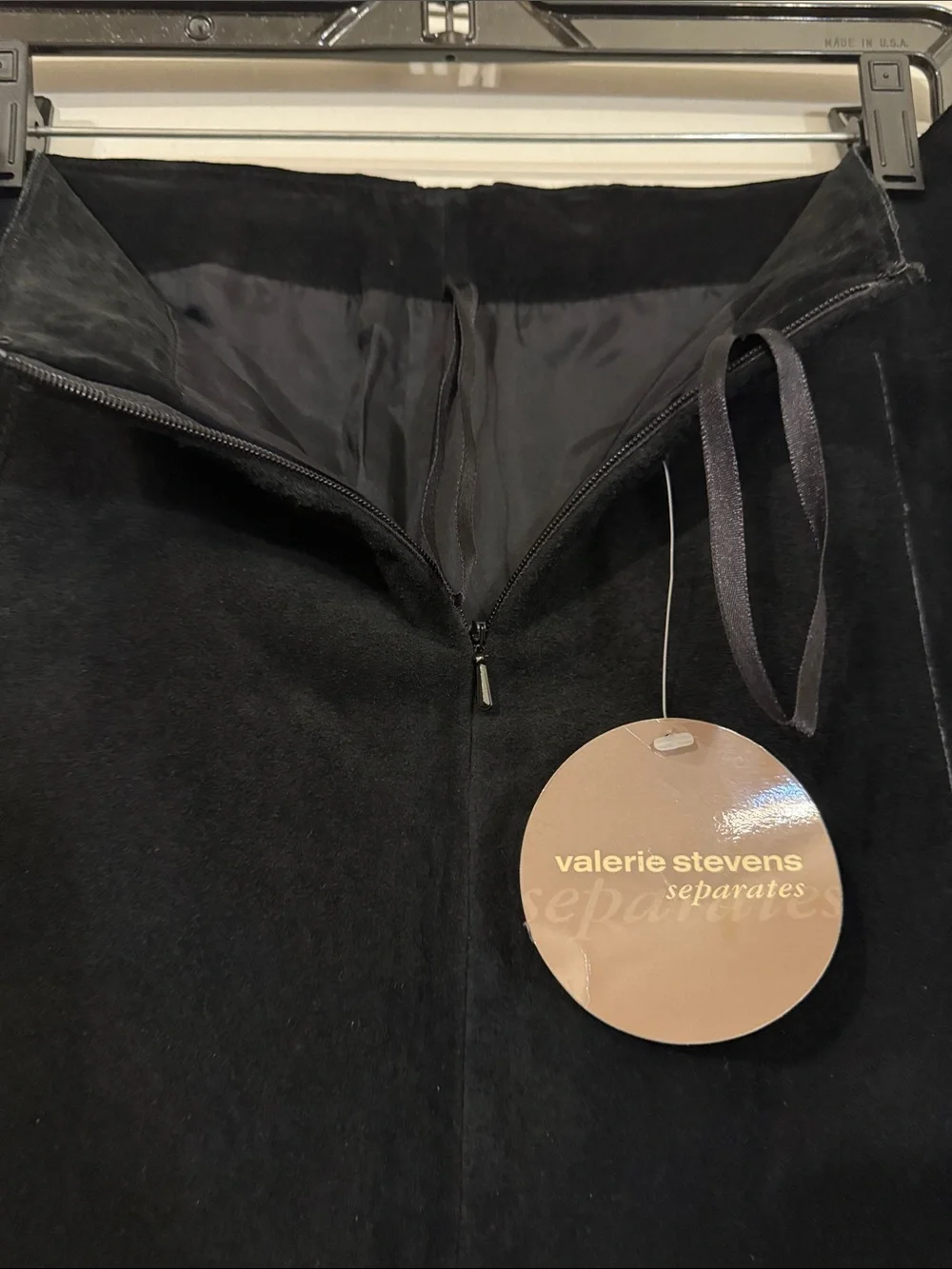 Valerie Stevens Black Suede A-Line Skirt